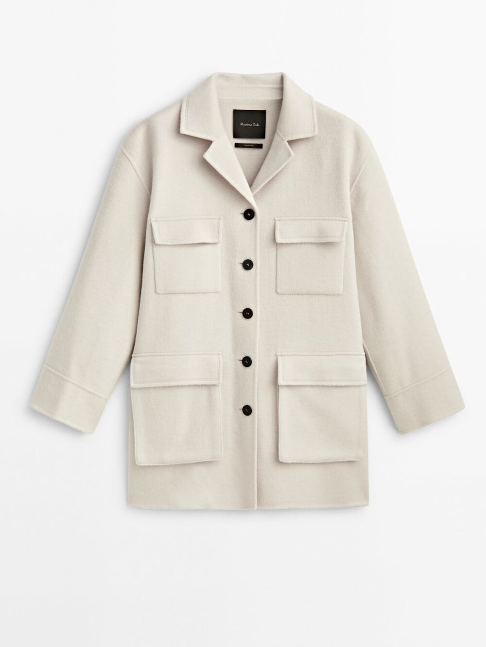 Massimo Dutti Cream Wool Utility Coat